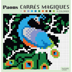 Carrés magiques - Paons - 40 modèles de coloriages mystères, façon pixels