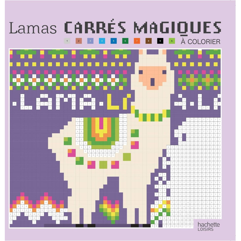 Carrés magiques - Lamas - 40 modèles de coloriages mystères, façon pixels