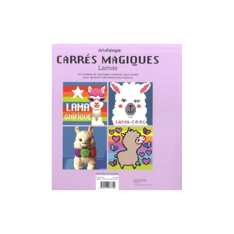 Carrés magiques - Lamas - 40 modèles de coloriages mystères, façon pixels