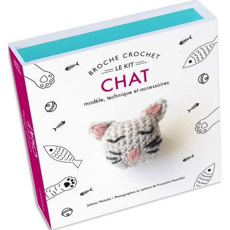 Broche crochet, le kit - Chat - Modèle, technique et accessoires