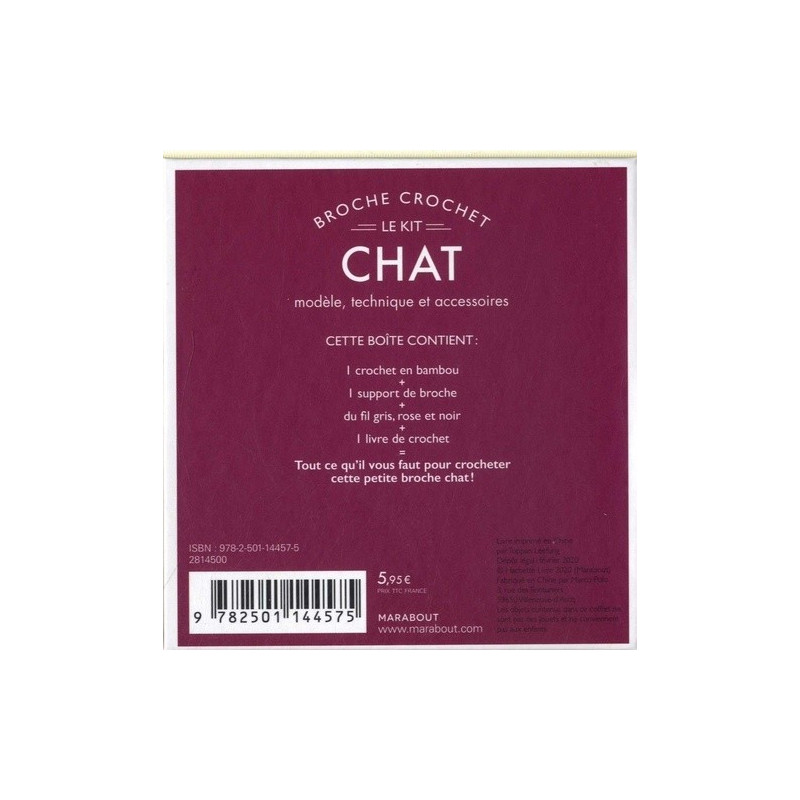Broche crochet, le kit - Chat - Modèle, technique et accessoires