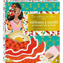 Les ateliers du calme - Tableaux à motifs princesses du monde - Avec des tampons et des cartes à motifs !