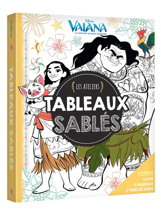 Vaiana, la légende du bout du monde - Les ateliers - Coloriages pailletés - 1 livres, 5 tableaux, 6 tubes de paillettes
