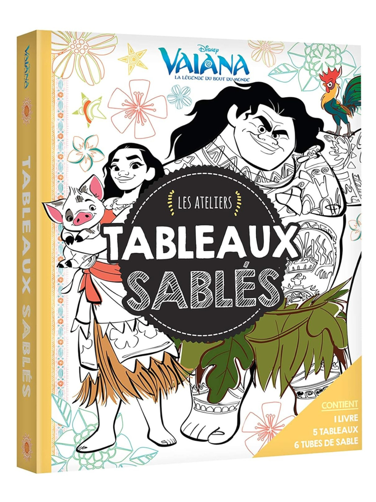 Vaiana, la légende du bout du monde - Les ateliers - Coloriages pailletés - 1 livres, 5 tableaux, 6 tubes de paillettes
