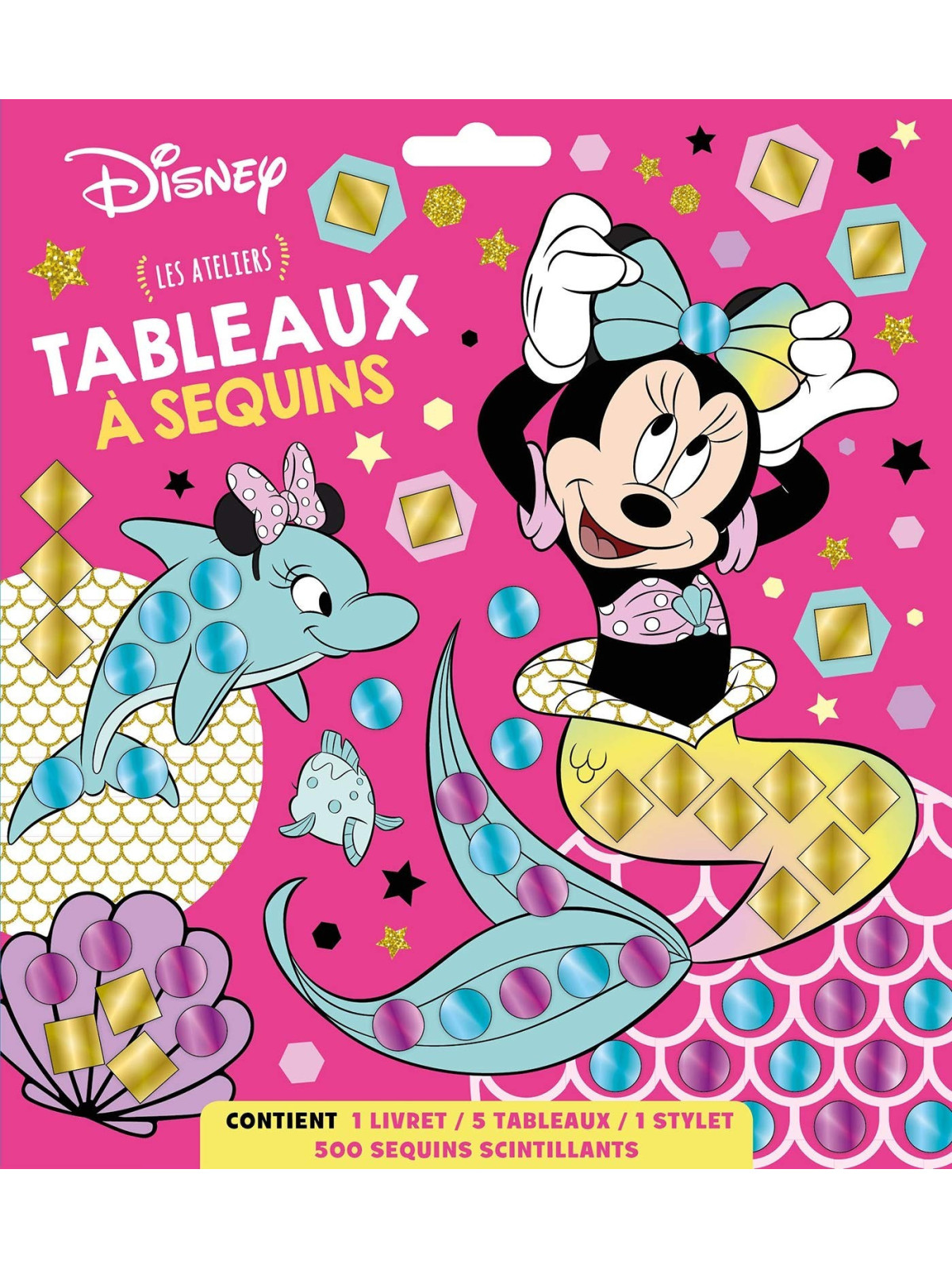 Disney - Les ateliers - Tableaux à sequins -  Contient 1 livret, 5 tableaux, 1 stylet, 500 sequins scintillants