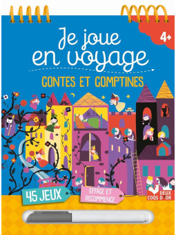 Je joue en voyage - Mes contes et comptines - 45 jeux - Efface et recommence (feutre fourni)