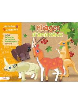 Pochette Pliages d'animaux - 4 planches cartonnées prédécoupées, 1 notice