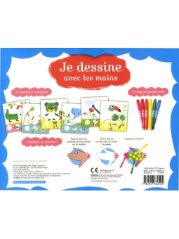 Mes premières activités - Je dessine avec les mains - 32 dessins à compléter, 6 crayons pastels soie