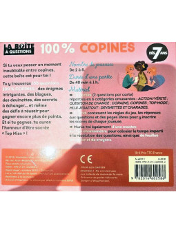 La boîte à questions - 100% copines - 156 questions, tests, défis pour une super soirée pyjama !