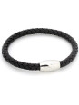 Bracelet Homme en cuir tressé 5 mm - Fermoir ovale en acier inoxydable magnétique