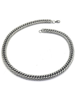 Chaîne maille américaine XL 12 mm pour Homme avec fermoir pince de homard - Acier inoxydable argenté - 55 cm