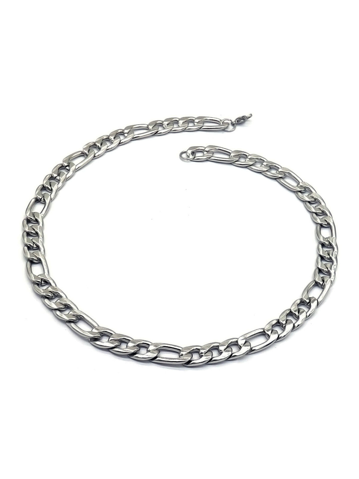 Chaîne maille figaro XL 11 mm pour Homme avec fermoir pince de homard - Acier inoxydable argenté - 55 cm