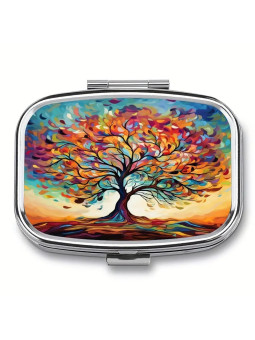 Boîte à Pilules métallique 2 Compartiments : Arbre de vie bohème - À glisser dans sa poche ou dans son sac à mains