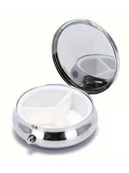 Boîte à Pilules métallique 3 Compartiments : Soleil du jour, lune de la nuit  - À glisser dans sa poche ou dans son sac à mains