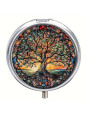 Boîte à Pilules métallique 3 Compartiments : Arbre de vie soleil levant - À glisser dans sa poche ou dans son sac à mains