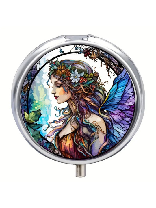 Boîte à Pilules métallique 3 Compartiments : Fée mystique - À glisser dans sa poche ou dans son sac à mains