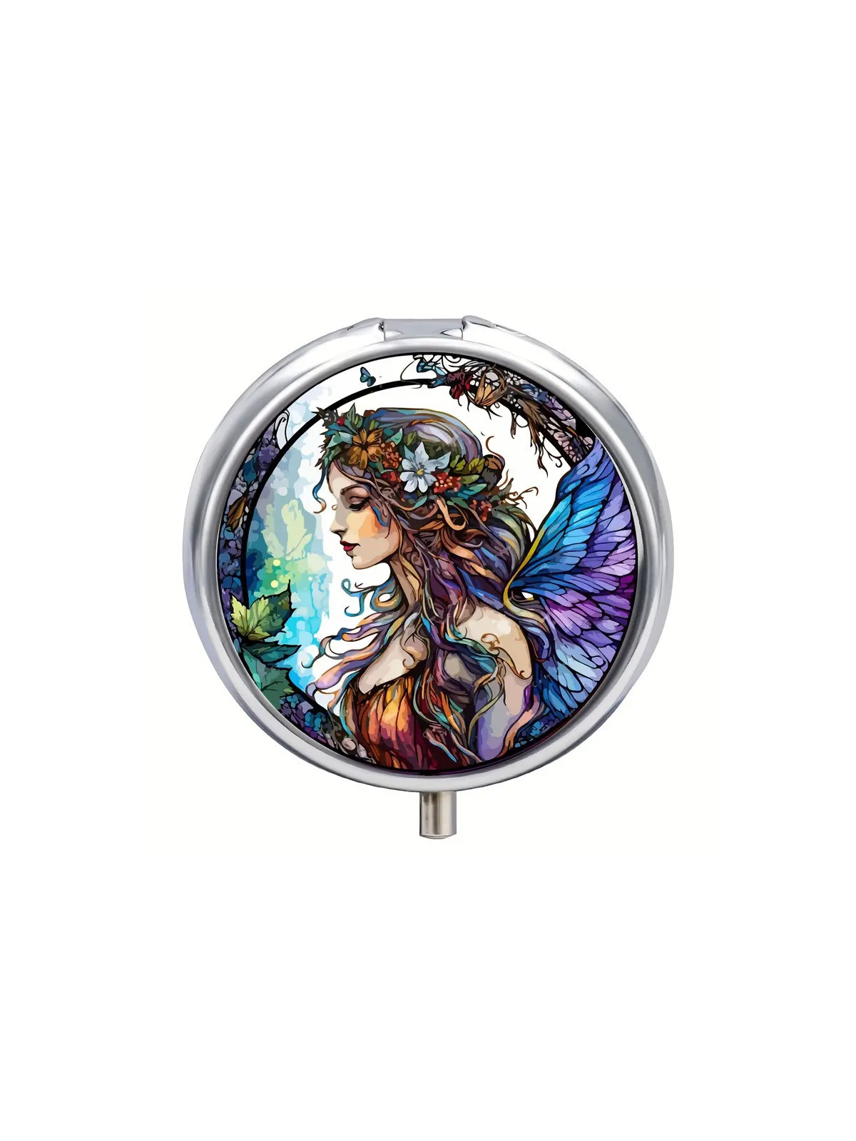 Boîte à Pilules métallique 3 Compartiments : Fée mystique - À glisser dans sa poche ou dans son sac à mains