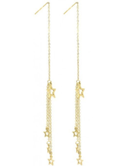 Boucles d'oreilles à fils Mes Étoiles Filantes en acier inoxydable doré - Boucles pendantes avec 4 étoiles