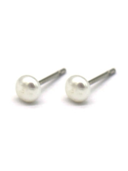 Boucles d'oreilles boutons Perles Féériques en acier inoxydable argenté et perles d'eau douce 4 mm