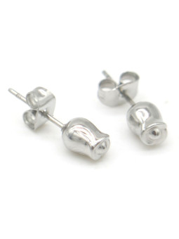 Boucles d'oreilles Bouton de Rose Romantique en acier inoxydable argenté