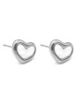 Boucles d'oreilles Cœur de L'Océan en acier inoxydable argenté - Cœur en nacre naturelle blanche