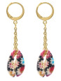 Boucles d'oreilles Coquillages Flowers en acier inoxydable doré - Coquillages peints fleuris