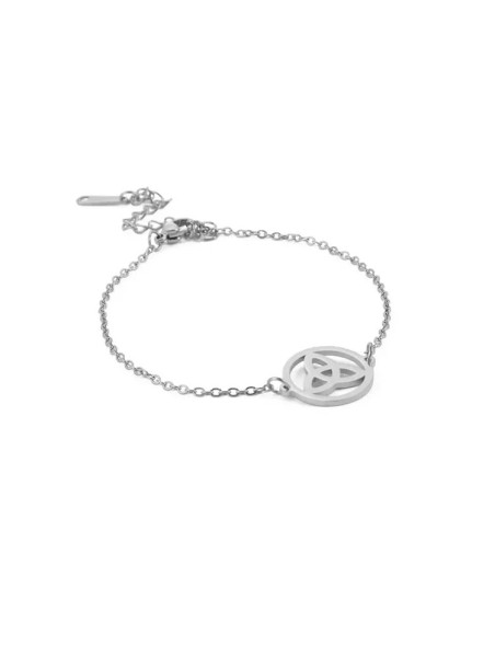 Bracelet Cercle Nœud Celtique Triquetra en acier inoxydable argenté - Bracelet fine chainette en maille forçat ajustable