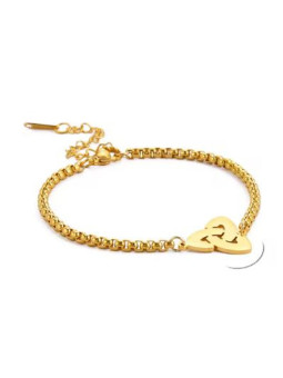 Bracelet Nœud Celtique Trinity en acier inoxydable doré - Bracelet ajustable en mailles vénitiennes