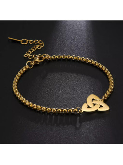 Bracelet Nœud Celtique Trinity en acier inoxydable doré - Bracelet ajustable en mailles vénitiennes