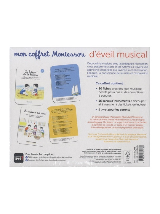 Mon coffret Montessori d'éveil musical - 30 activités, 16 cartes classifiées, 1 livret
