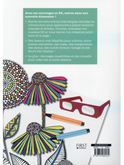 Coloriages en 3D - Fleurs - Lunettes 3D incluses