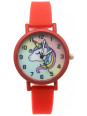 Montre licorne enfant - Cadran en métal teinté et verre, aiguilles avec trotteuse, bracelet résistant en plastique coloré