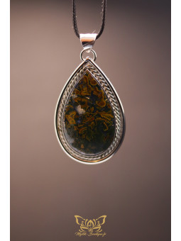 Collection Ranggawijaya - Pendentif en jaspe multicolore d'Indonésie - Forme goutte 06