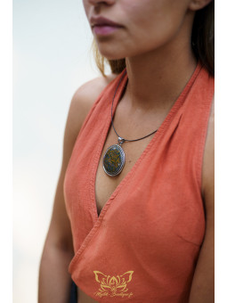 Collection Ranggawijaya - Pendentif en jaspe multicolore d'Indonésie - Forme ronde 09