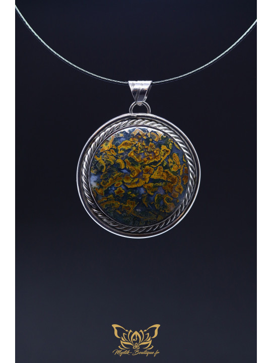 Collection Ranggawijaya - Pendentif en jaspe multicolore d'Indonésie - Forme ronde 09