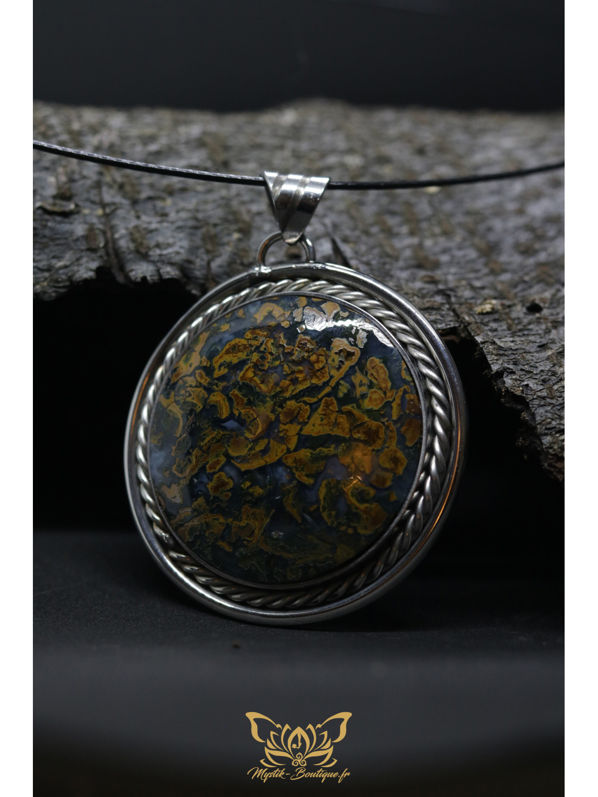 Collection Ranggawijaya - Pendentif en jaspe multicolore d'Indonésie - Forme ronde 09