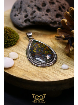 Collection Ranggawijaya - Pendentif en jaspe multicolore d'Indonésie - Forme goutte 10