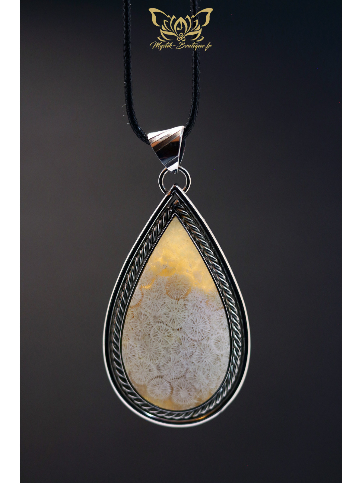 Collection Ranggawijaya - Pendentif en corail fossile d'Indonésie - Forme goutte 17