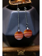 Boucles d'oreilles artisanales en cornaline - Accroches en acier inoxydable 304 argenté