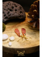 Boucles d'oreilles artisanales en cornaline - Accroches en laiton plaqué argent 925 puis dorées