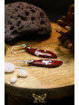Boucles d'oreilles artisanales agate mousse rouge - Accroches en laiton plaqué platine