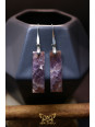 Boucles d'oreilles artisanales en améthyste - Accroches en laiton plaqué platine