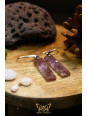 Boucles d'oreilles artisanales en améthyste - Accroches en laiton plaqué platine