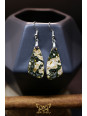 Boucles d'oreilles artisanales en jaspe océan - Accroches en cuivre plaqué argent 925