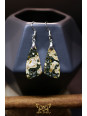 Boucles d'oreilles artisanales en jaspe océan - Accroches en cuivre plaqué argent 925