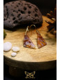 Boucles d'oreilles artisanales en agate violette - Accroches en laiton plaqué or 14K