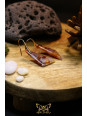 Boucles d'oreilles artisanales en agate violette - Accroches en laiton plaqué or 14K