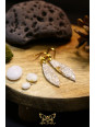 Boucles d'oreilles artisanales en corail fossilisé - Accroches en laiton plaqué or 18K