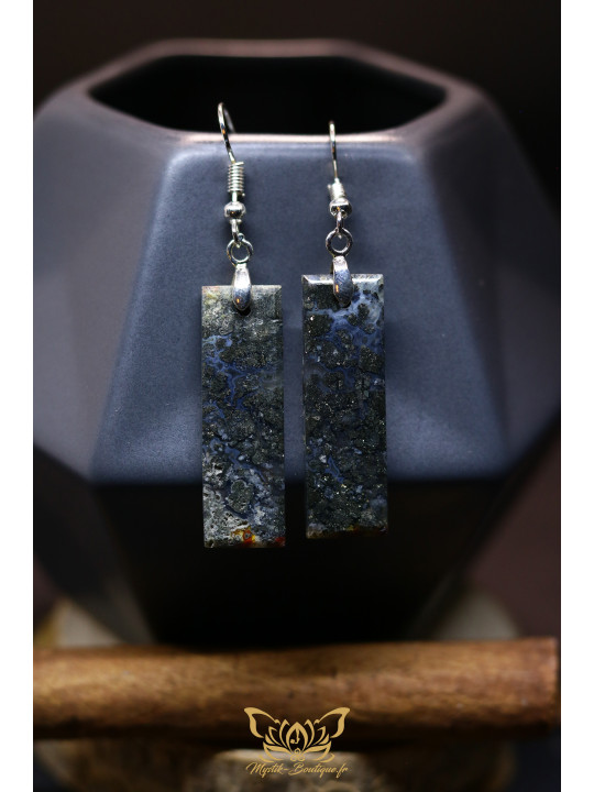 Boucles d'oreilles artisanales en marcassite - Accroches en cuivre plaqué argent 925