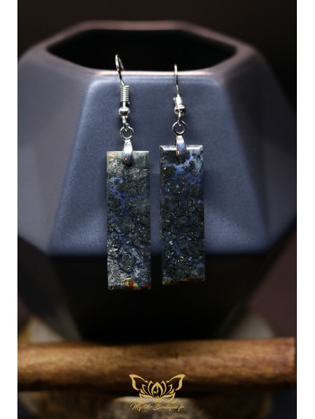 Boucles d'oreilles artisanales en marcassite - Accroches en cuivre plaqué argent 925
